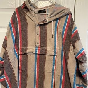 GUC No Boundaries Striped LS Hoodie Half Button Sweater Sweatshirt Kangaroo 3XL